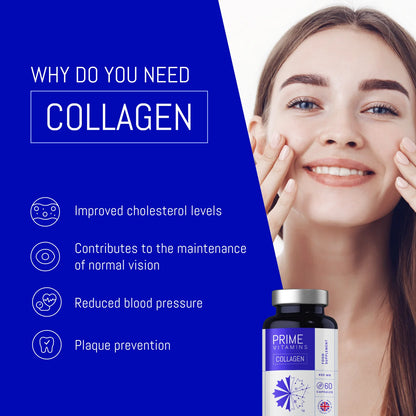 Marine Collagen 400mg, Hydrolysed Type 1 Collagen, 60 Capsules - 2 Month Supply, UK Made