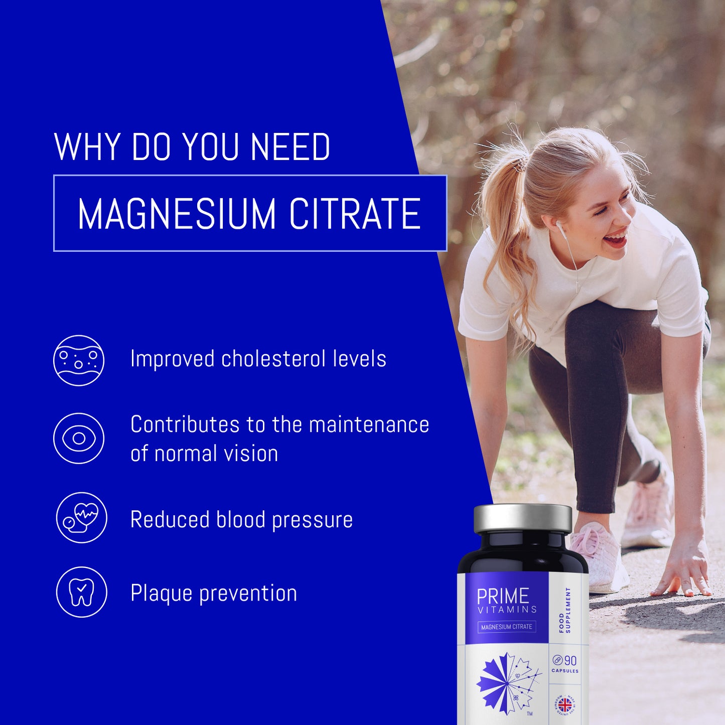 Magnesium Citrate 125mg, 90 Capsules - 3 Month Supply, UK Made