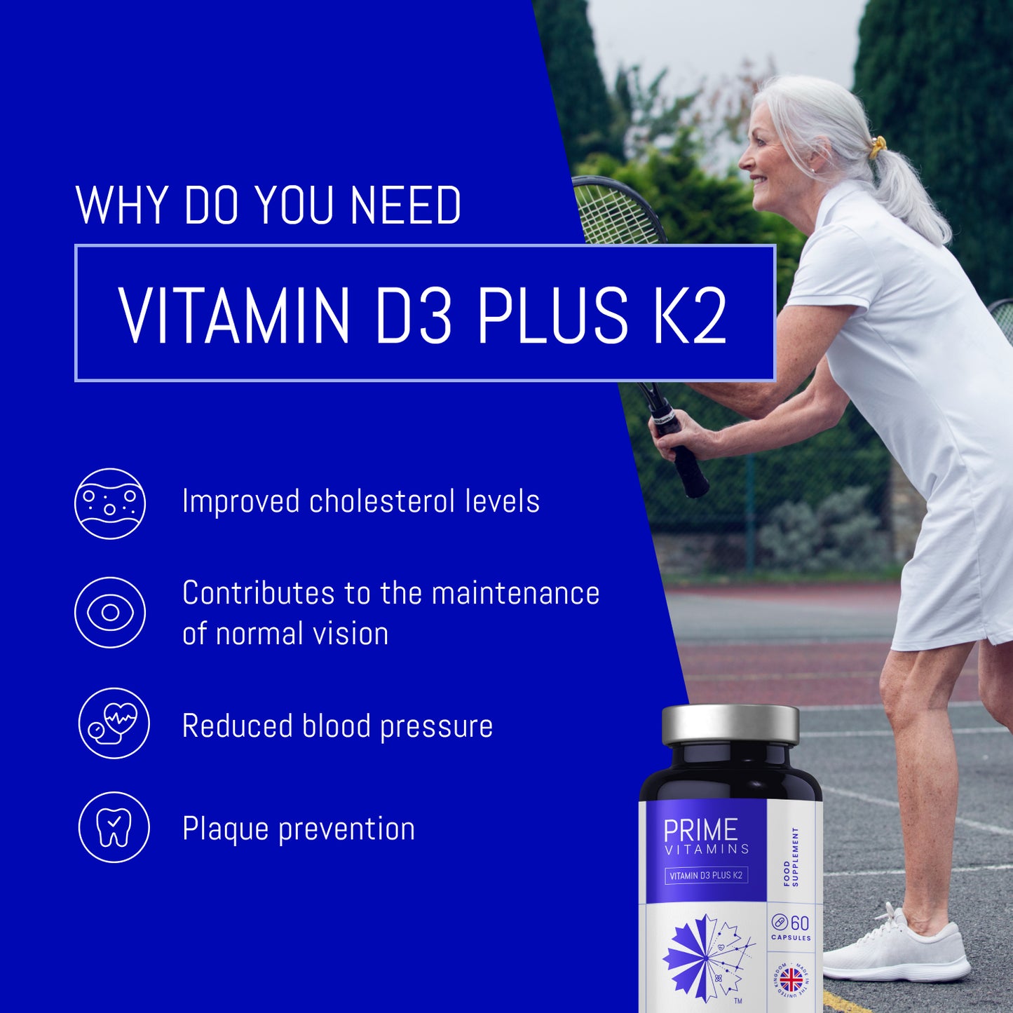 D3 & K2 200mcg, Vitamin D3 4000IU & K2 MK-7, 60 Capsules - 2 Month Supply, UK Made