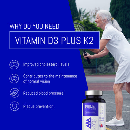 D3 & K2 200mcg, Vitamin D3 4000IU & K2 MK-7, 60 Capsules - 2 Month Supply, UK Made